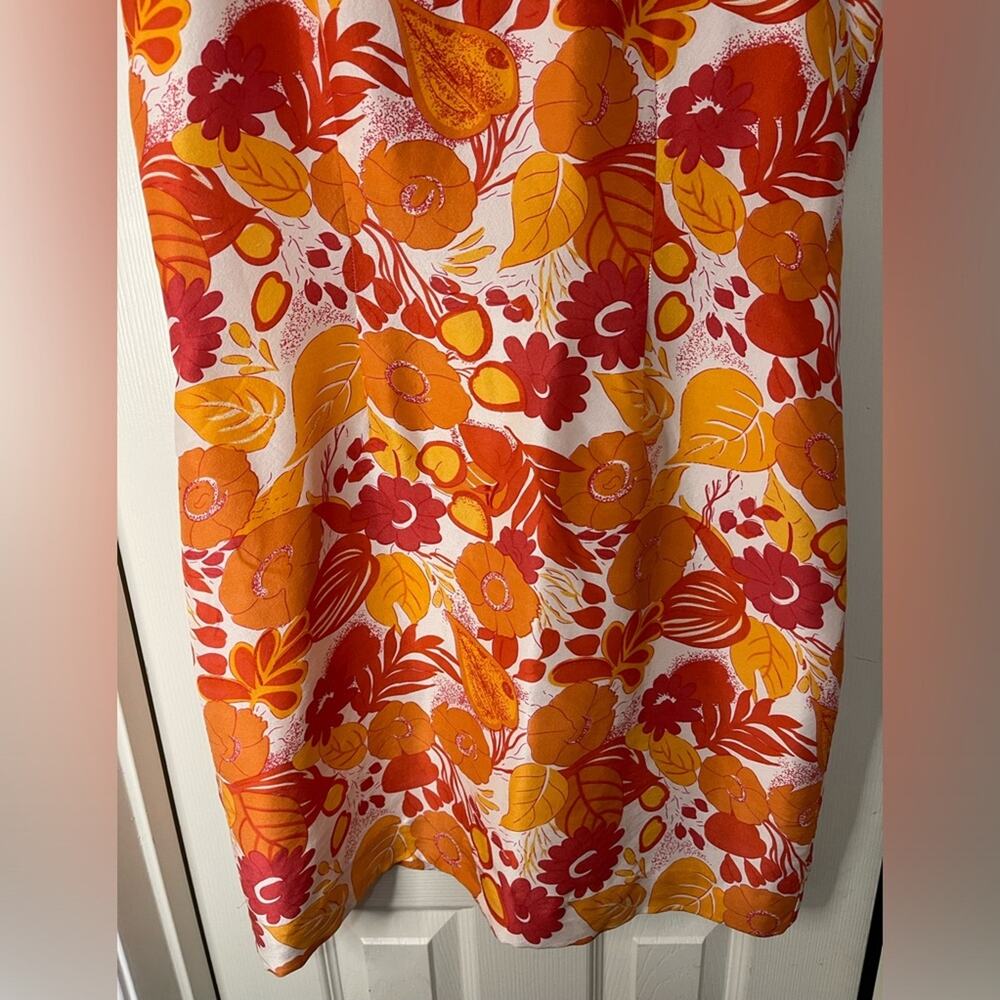 Bob Mackie Orange Red Floral Vintage Y2K Lightweight Mini Silk Dress 8 - Picture 3 of 5